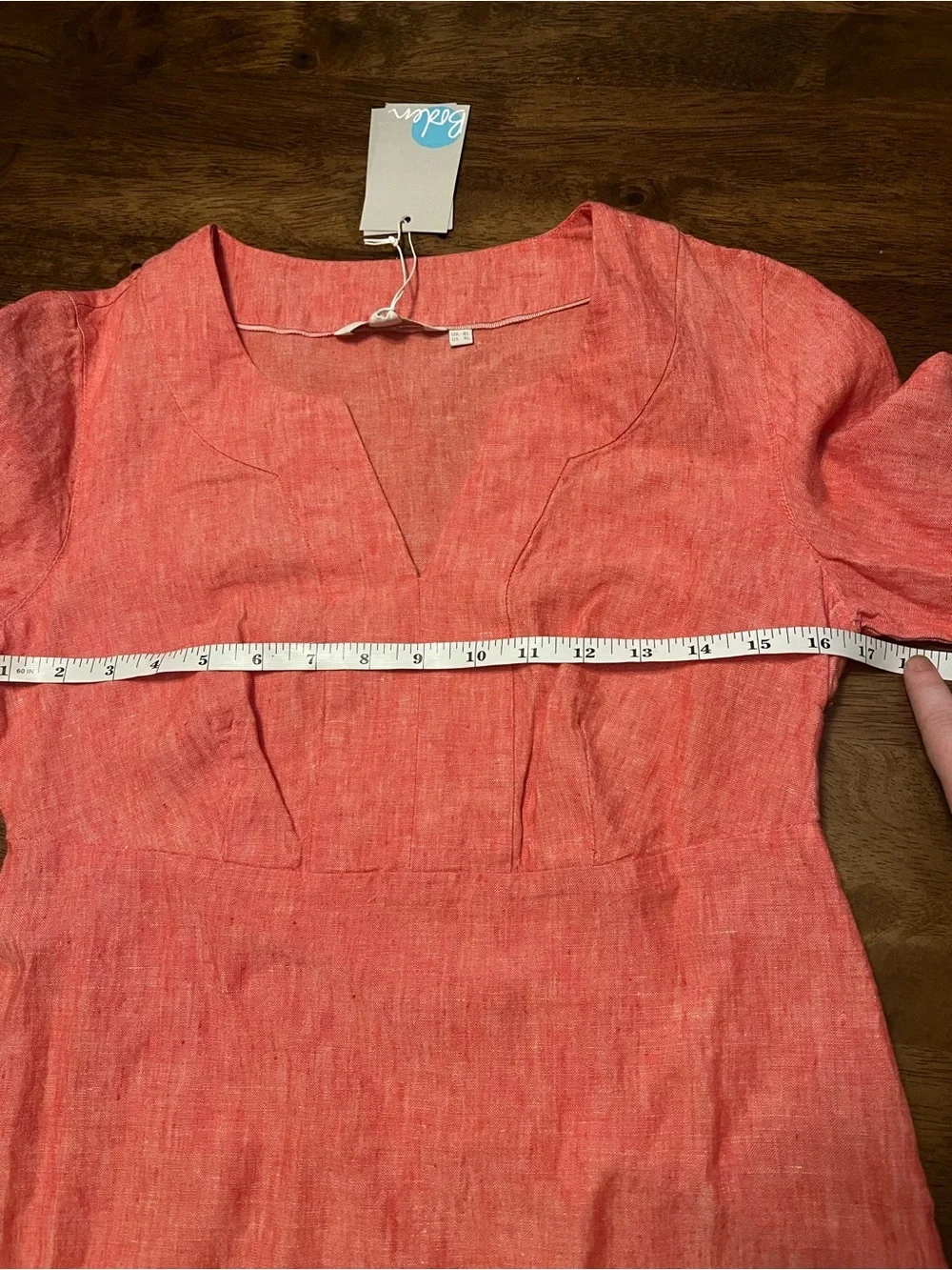 NWT Boden 100% Linen Mollie Tunic Coral Dress Lightweight Breathable - Picture 4 of 10